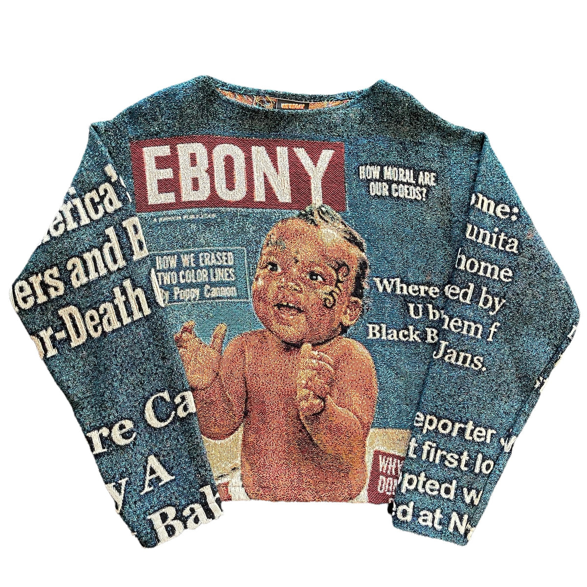 EBONY MAG WOVEN TAPESTRY SWEATER