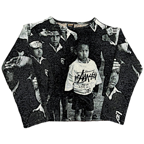 STUSSY POVERTY WOVEN TAPESTRY SWEATER